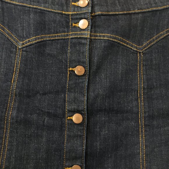 H&M Short Denim Skirt with Gold Buttons in Front - Picture 3 of 7